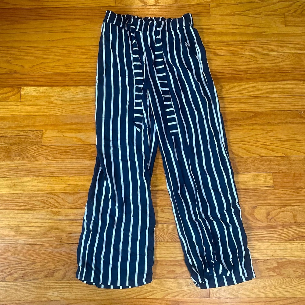 H&M Navy and White Striped Pants